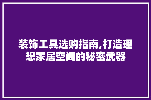 装饰工具选购指南,打造理想家居空间的秘密武器 室内设计