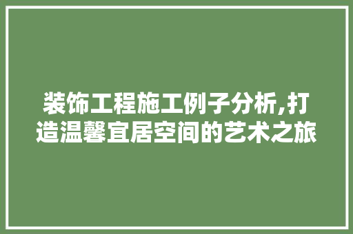 装饰工程施工例子分析,打造温馨宜居空间的艺术之旅 家居装修