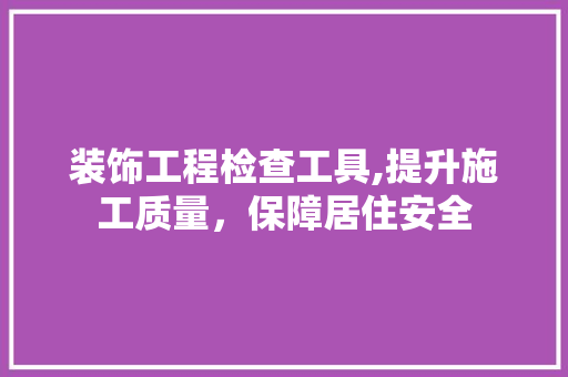 装饰工程检查工具,提升施工质量，保障居住安全 现代风格装饰