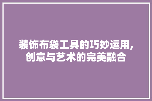 装饰布袋工具的巧妙运用,创意与艺术的完美融合