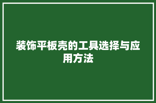 装饰平板壳的工具选择与应用方法 室内设计