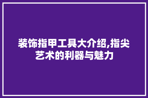 装饰指甲工具大介绍,指尖艺术的利器与魅力