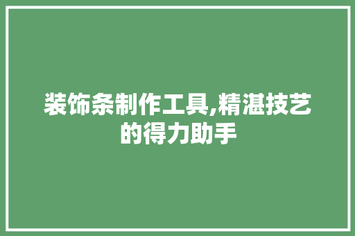 装饰条制作工具,精湛技艺的得力助手 室内设计