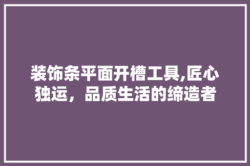 装饰条平面开槽工具,匠心独运，品质生活的缔造者