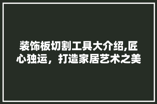 装饰板切割工具大介绍,匠心独运，打造家居艺术之美 卧室装修