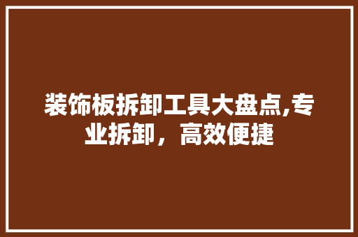 装饰板拆卸工具大盘点,专业拆卸，高效便捷