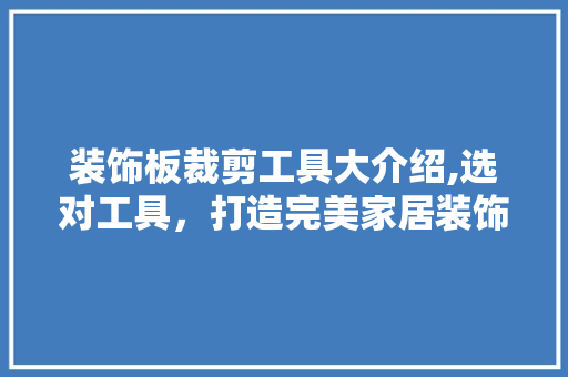 装饰板裁剪工具大介绍,选对工具，打造完美家居装饰 卧室装修