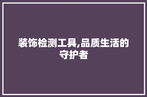 装饰检测工具,品质生活的守护者