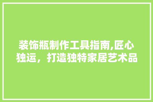 装饰瓶制作工具指南,匠心独运，打造独特家居艺术品