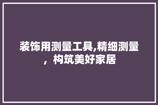 装饰用测量工具,精细测量，构筑美好家居