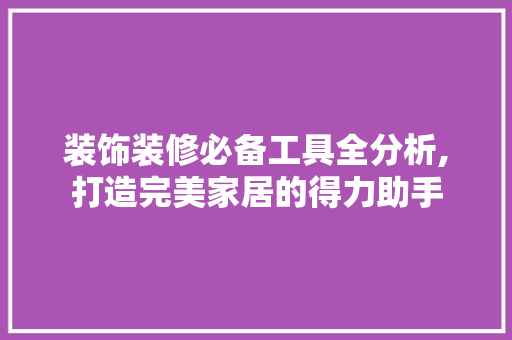 装饰装修必备工具全分析,打造完美家居的得力助手 现代风格装饰