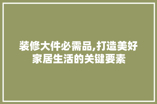 装修大件必需品,打造美好家居生活的关键要素 客厅装修