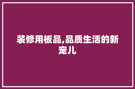 装修用板品,品质生活的新宠儿 家居装修
