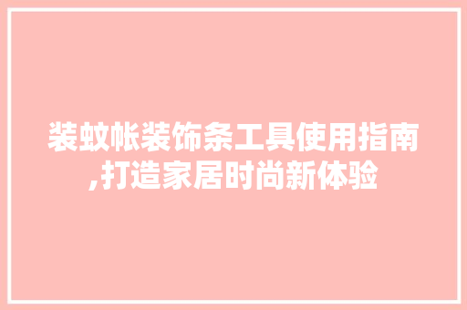 装蚊帐装饰条工具使用指南,打造家居时尚新体验 家居装修