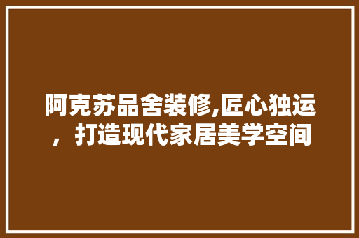 阿克苏品舍装修,匠心独运，打造现代家居美学空间