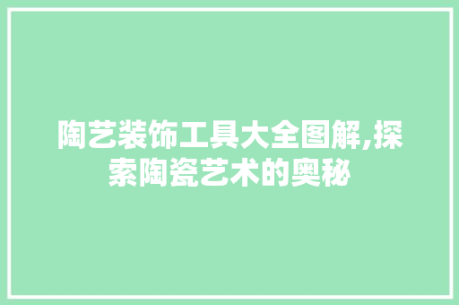 陶艺装饰工具大全图解,探索陶瓷艺术的奥秘