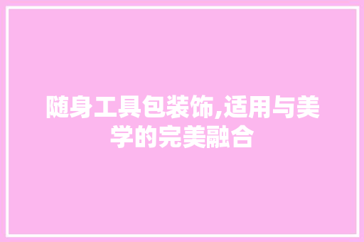随身工具包装饰,适用与美学的完美融合 软装设计