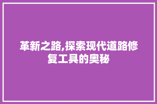 革新之路,探索现代道路修复工具的奥秘