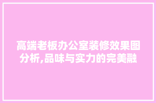 高端老板办公室装修效果图分析,品味与实力的完美融合 现代风格装饰