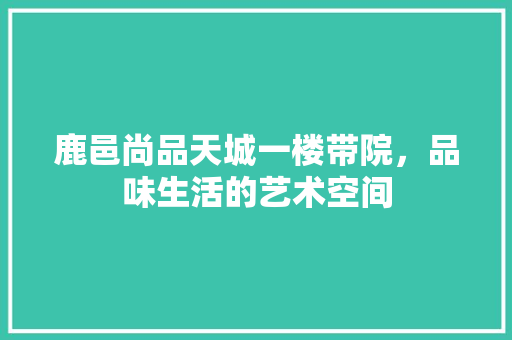 鹿邑尚品天城一楼带院，品味生活的艺术空间