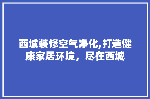 西城装修空气净化,打造健康家居环境，尽在西城 家居装修