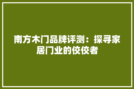 南方木门品牌评测：探寻家居门业的佼佼者 家居装修
