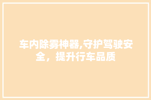车内除雾神器,守护驾驶安全，提升行车品质 家居装修
