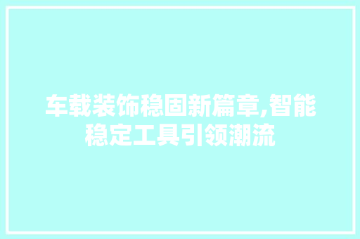 车载装饰稳固新篇章,智能稳定工具引领潮流 木雕艺术