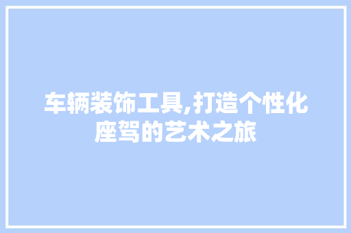 车辆装饰工具,打造个性化座驾的艺术之旅