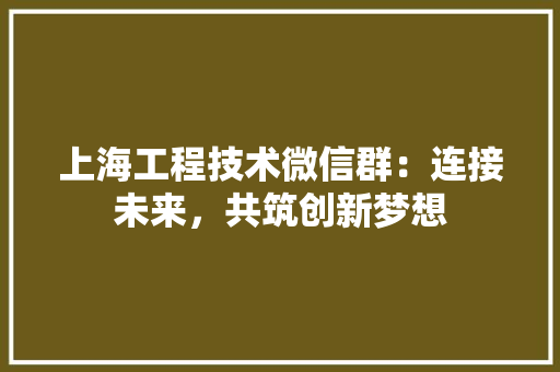 上海工程技术微信群：连接未来，共筑创新梦想 软装设计