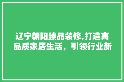 辽宁朝阳臻品装修,打造高品质家居生活，引领行业新潮流 家居装修