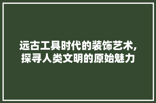 远古工具时代的装饰艺术,探寻人类文明的原始魅力