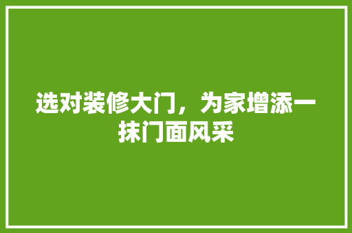 选对装修大门，为家增添一抹门面风采 客厅装修