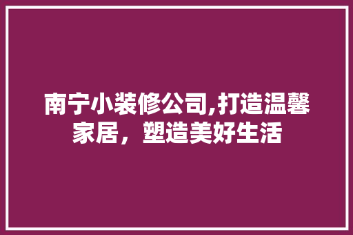 南宁小装修公司,打造温馨家居,塑造美好生活