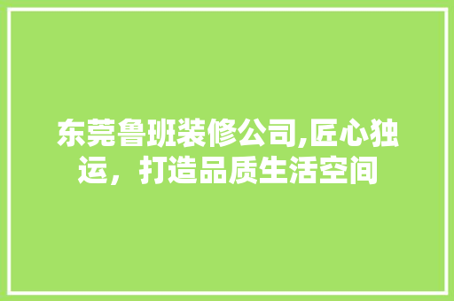 东莞鲁班装修公司,匠心独运,打造品质生活空间