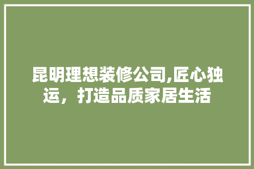 昆明理想装修公司,匠心独运,打造品质家居生活
