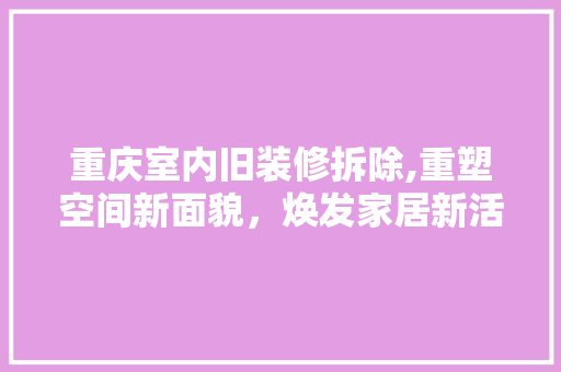 重庆室内旧装修拆除,重塑空间新面貌,焕发家居新活力